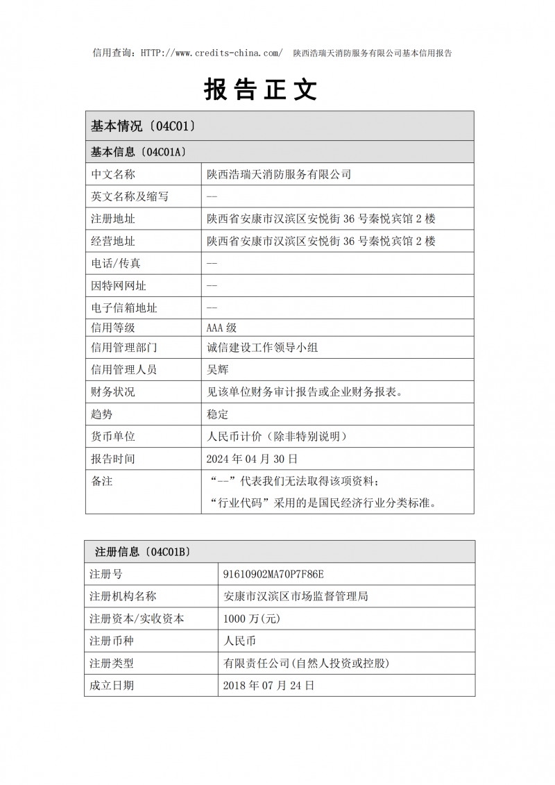 信用報(bào)告陜西浩瑞天消防服務(wù)有限公司_12